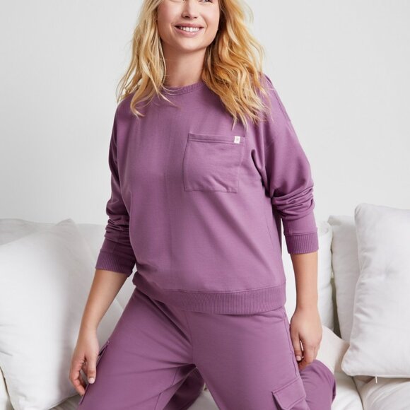 #39 State of Day Women's High-Rise Fleece Cargo Sweatpants Set Sour Grape - Picture 2 of 3
